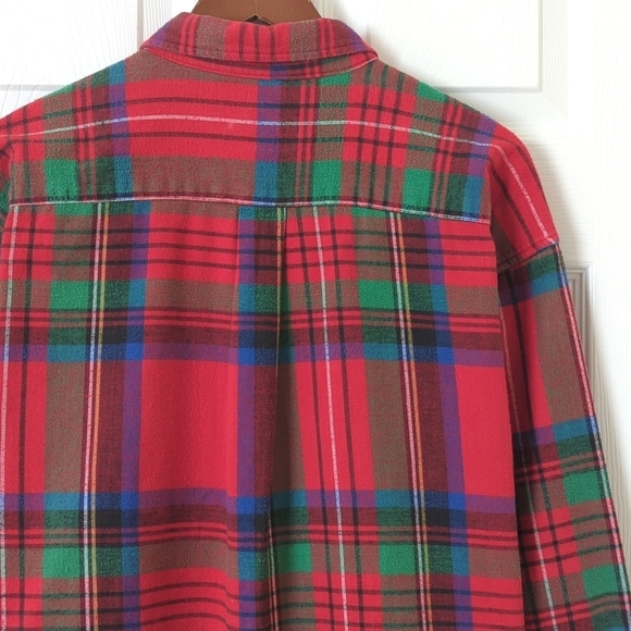 American Eagle 80's Vintage Plaid Flannel Long Sleeve Button Down Shirt Red XL - Picture 10 of 10